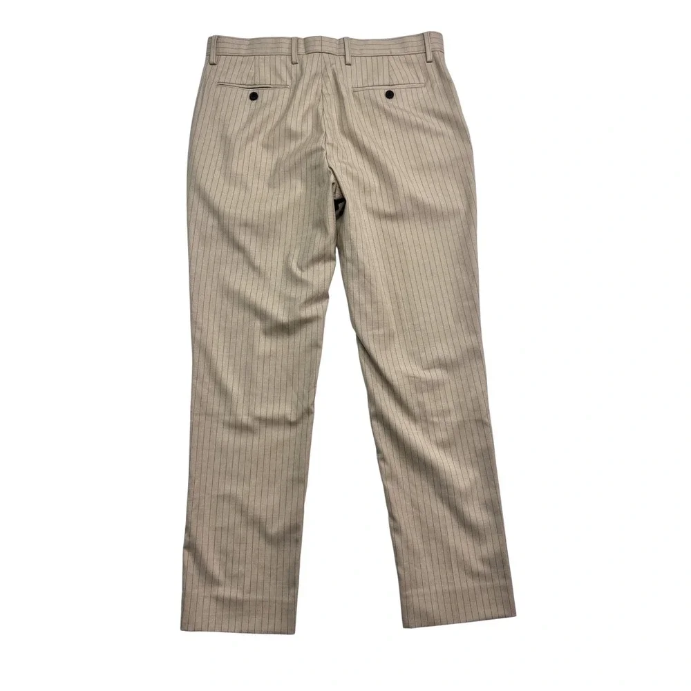 Banana Republic 34x30 Tan Gray Pinstripe Dress Suit Pants Trousers Flat Front